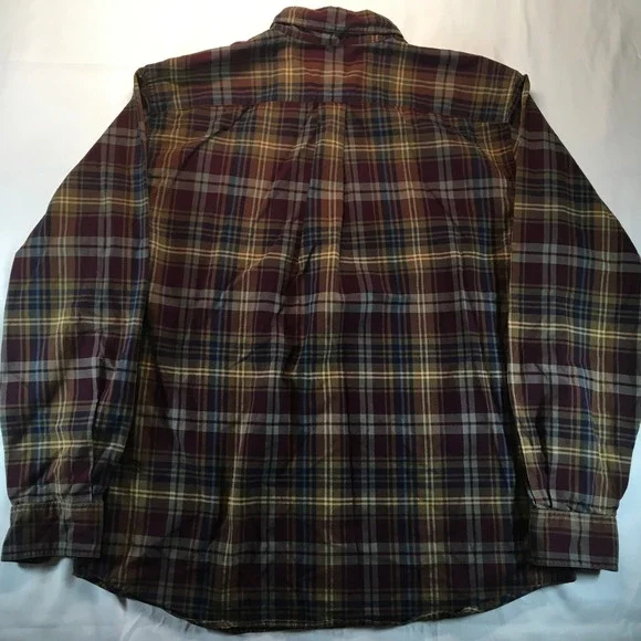 Eddie Bauer Relaxed Fit Plaid Brown Cotton Button Up Shirt Mens Size‎ L - Picture 3 of 7